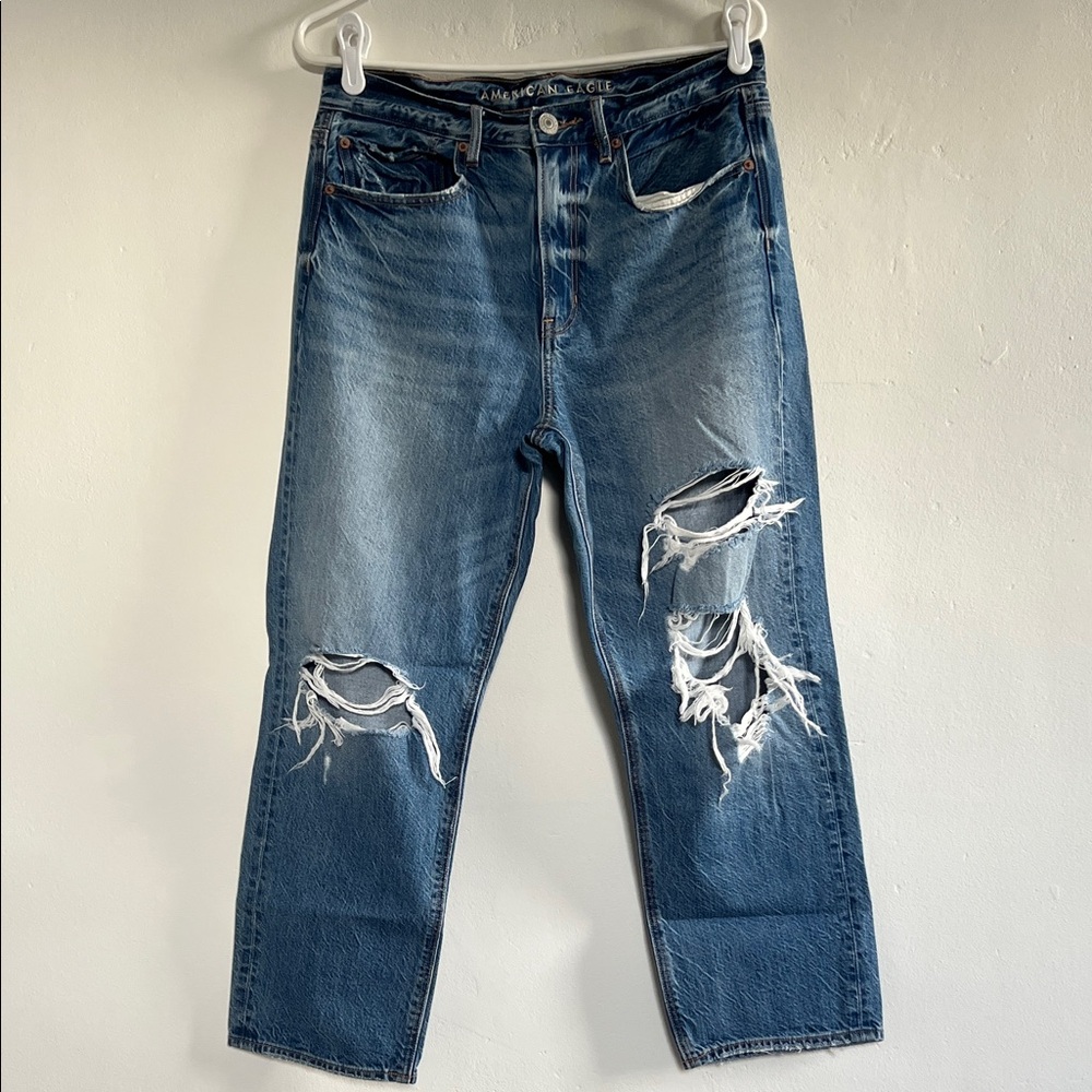 American Eagle Outfitters Ripped Blue Boyfriend Jeans
